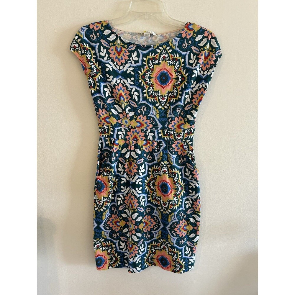 Boden Florrie Jersey Dress US 4P Navy Floral V-Neck Tiered Summer Boho